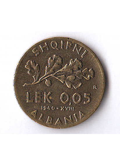 1940 - 0,05 Lek Albania Vittorio Emanuele III Occupazione Italiana Spl+